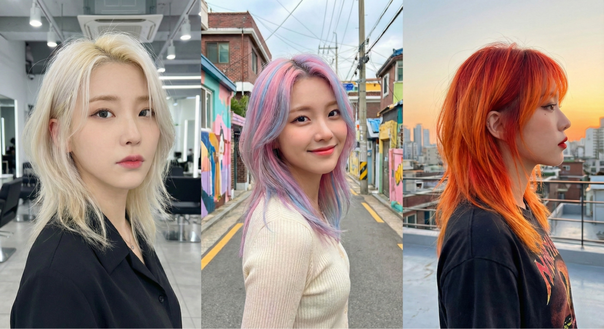 「特殊色狼尾」利用搶眼髮色瞬間提升時髦度,如IU示範般不需複雜剪裁,即可輕鬆展現高辨識度的吸睛風格。