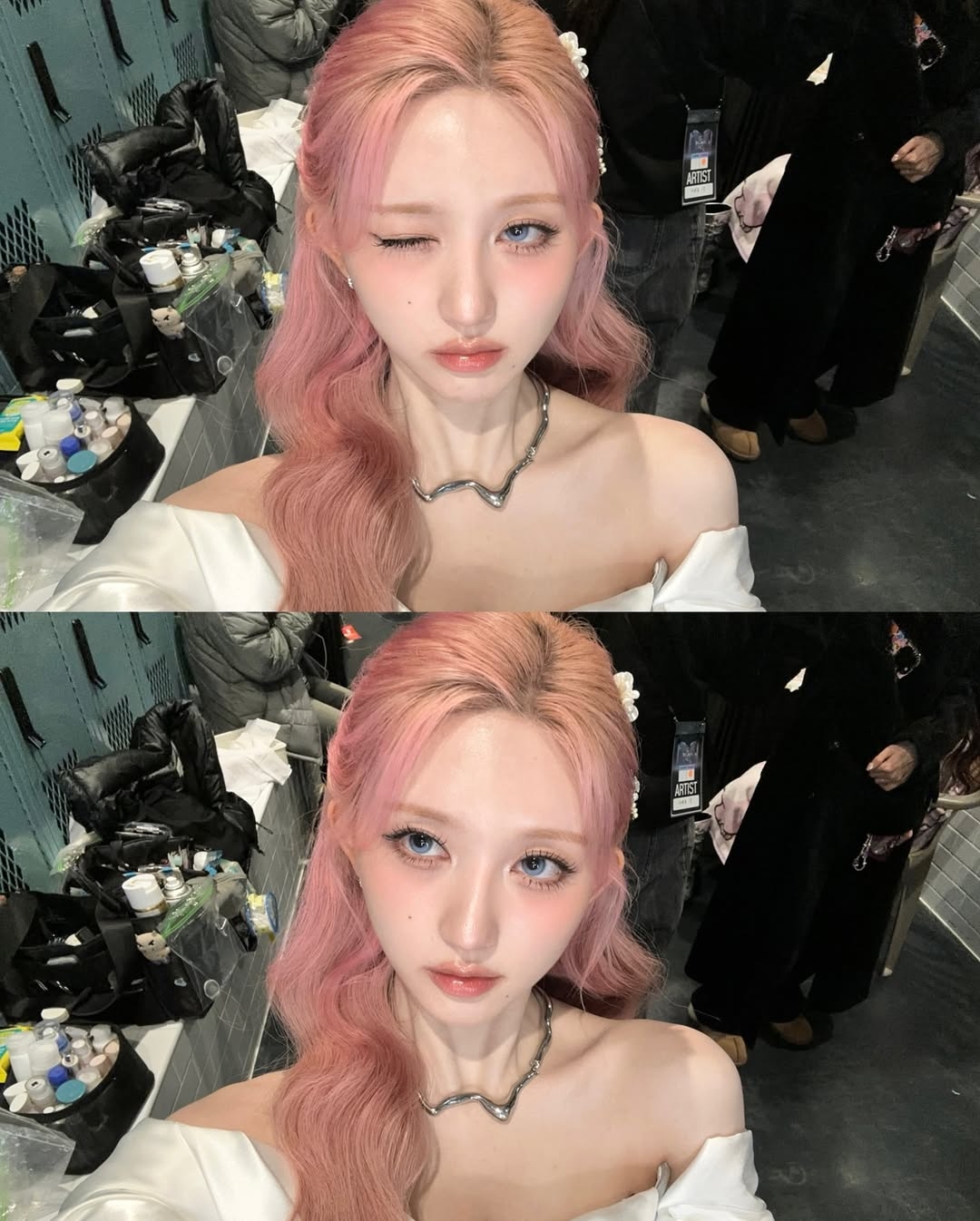 秋天這款髮色是本季最推薦的「女團色」。它將夕陽金與莓果粉按比例混合，形成一種夢幻的流沙質感。