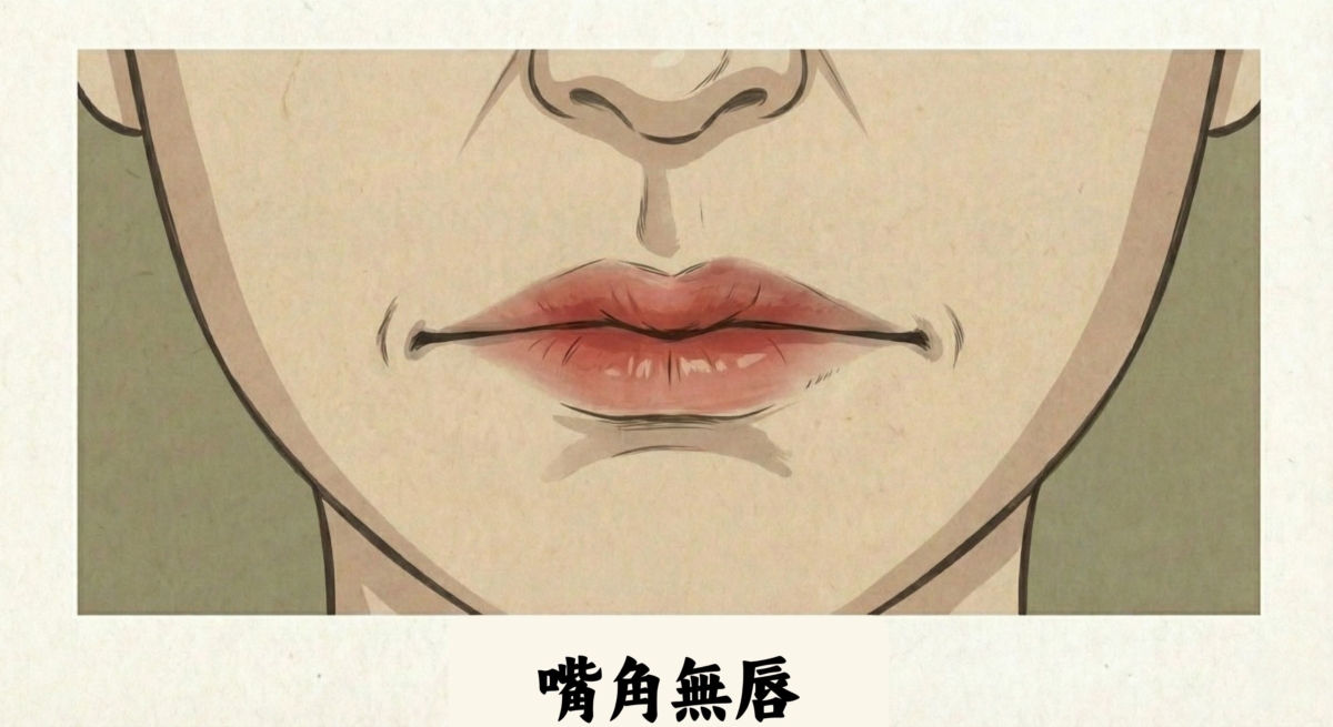 嘴角無唇者代表心胸狹窄且精於計算。這類人冷酷，缺乏同情心且多疑。