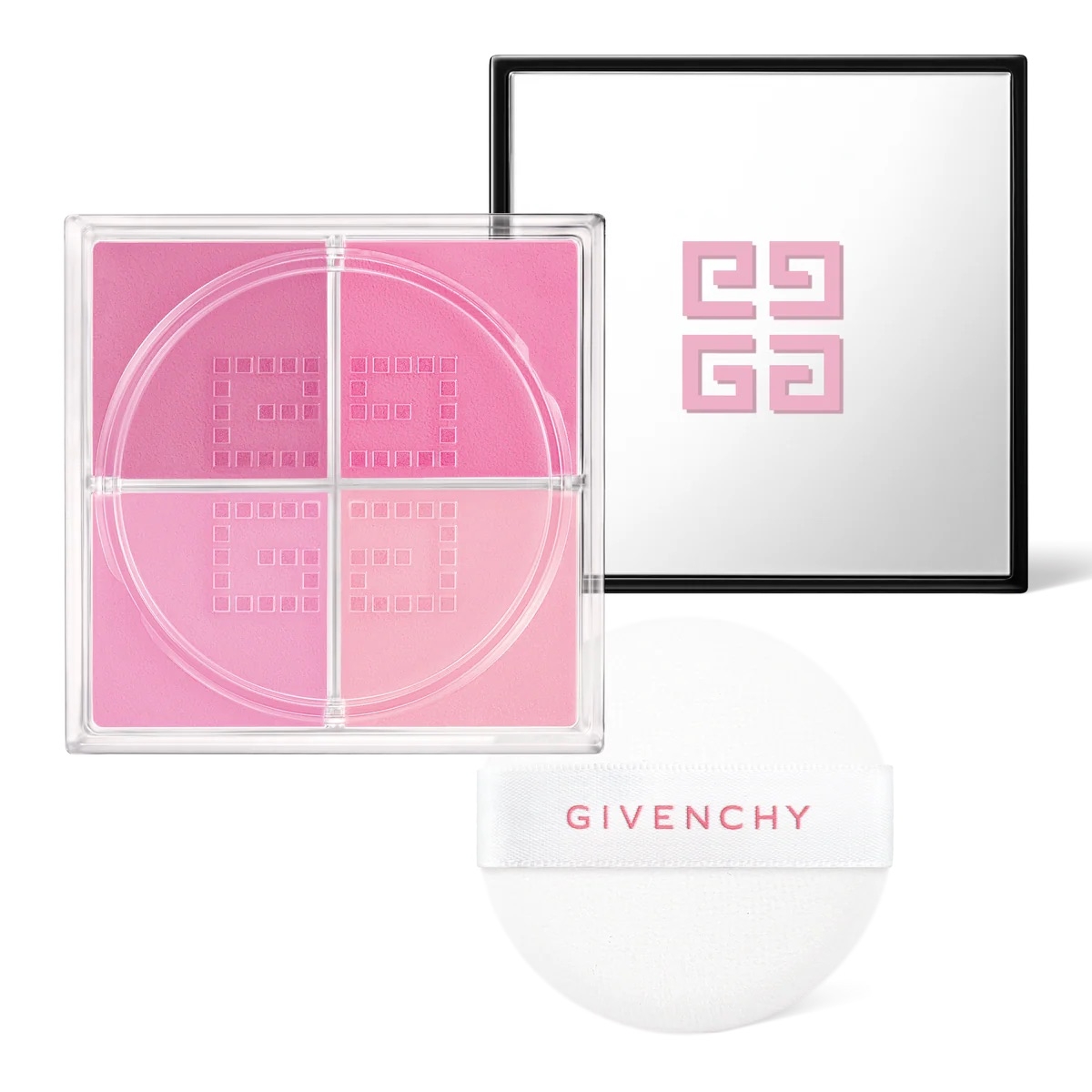 這款 Givenchy Beauty 延承了品牌標誌性的四色粉末設計，將不同色調的超微細粉末融合，透過光線折射塑造出臉頰的立體光感。