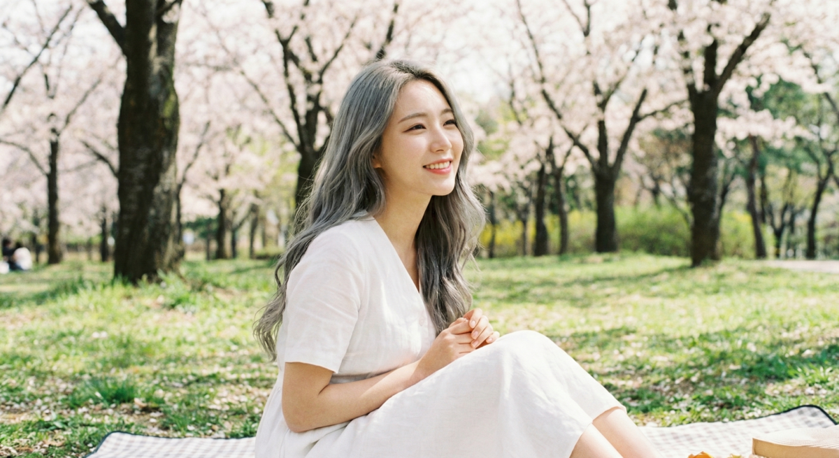 灰霧感髮色以低飽和柔霧質感打造高級層次，不僅顯白，也讓髮質看起來柔順有光澤。