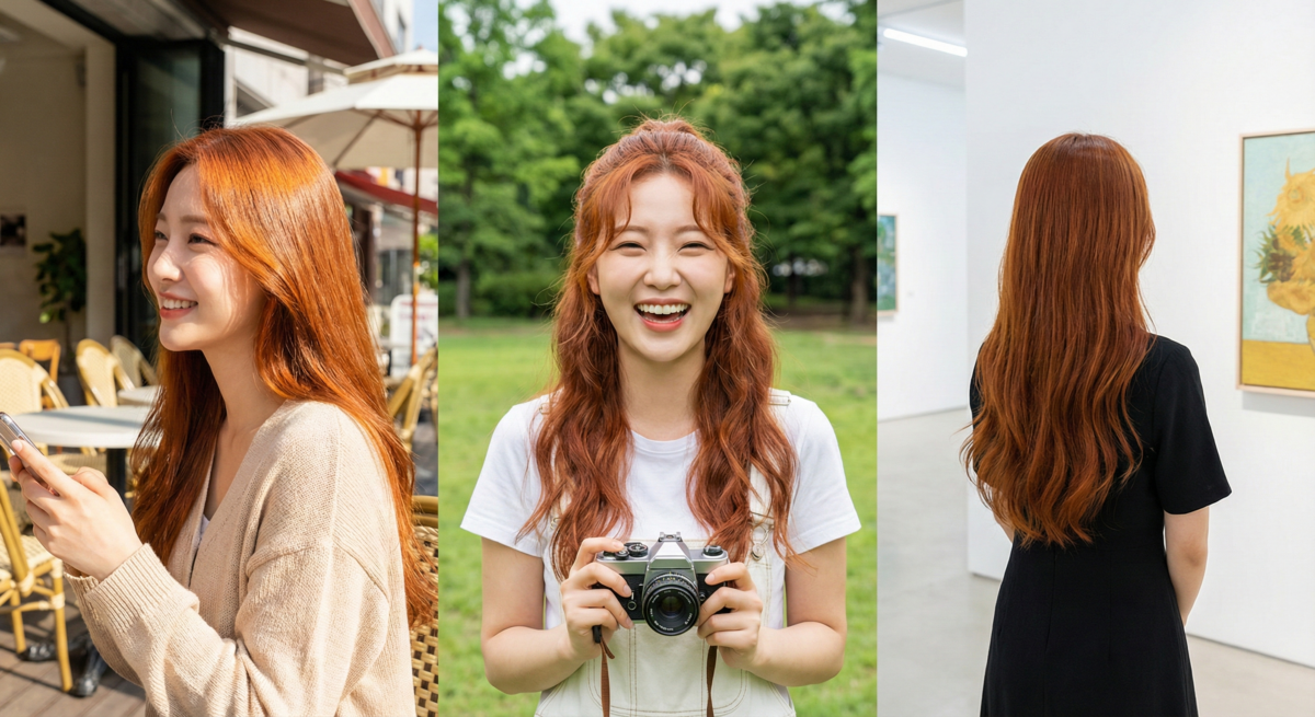 斑比暖紅棕在紅棕基底加入明亮橙色，溫暖討喜、自帶活力感，不僅減齡，也讓髮質看起來柔順有光澤，是紅色系髮色推薦的隱藏黑馬。