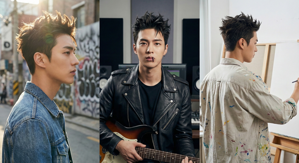 刺蝟剪以俐落短髮搭配微翹線條呈現清爽又有個性的浪子系氣質，低維護但型感鮮明，適合想展現少年感與街頭氛圍的男生。