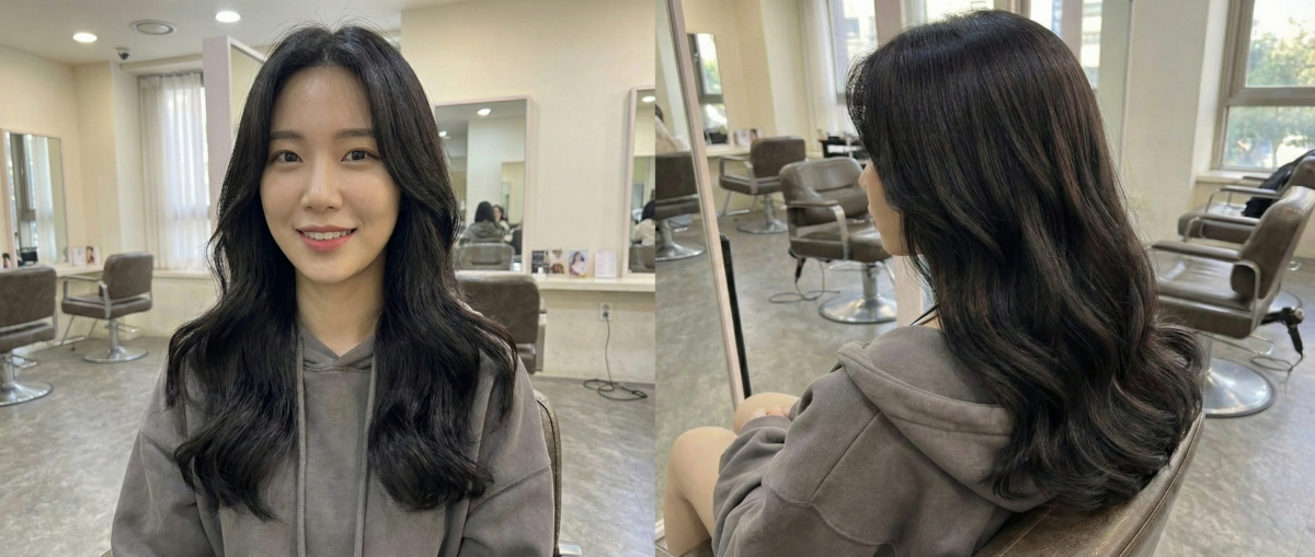 這款髮色融合了深黑色與暖茶色,陽光下則透出柔和茶棕色,而且褪色後與原始髮色落差極小,維護成本極低。