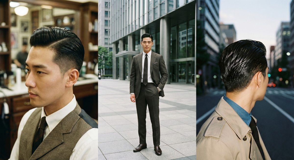 經典紳士的「側分油頭」利用俐落分線剪裁簡化造型,日常僅需順勢梳理,即可展現乾淨專業的成熟魅力。