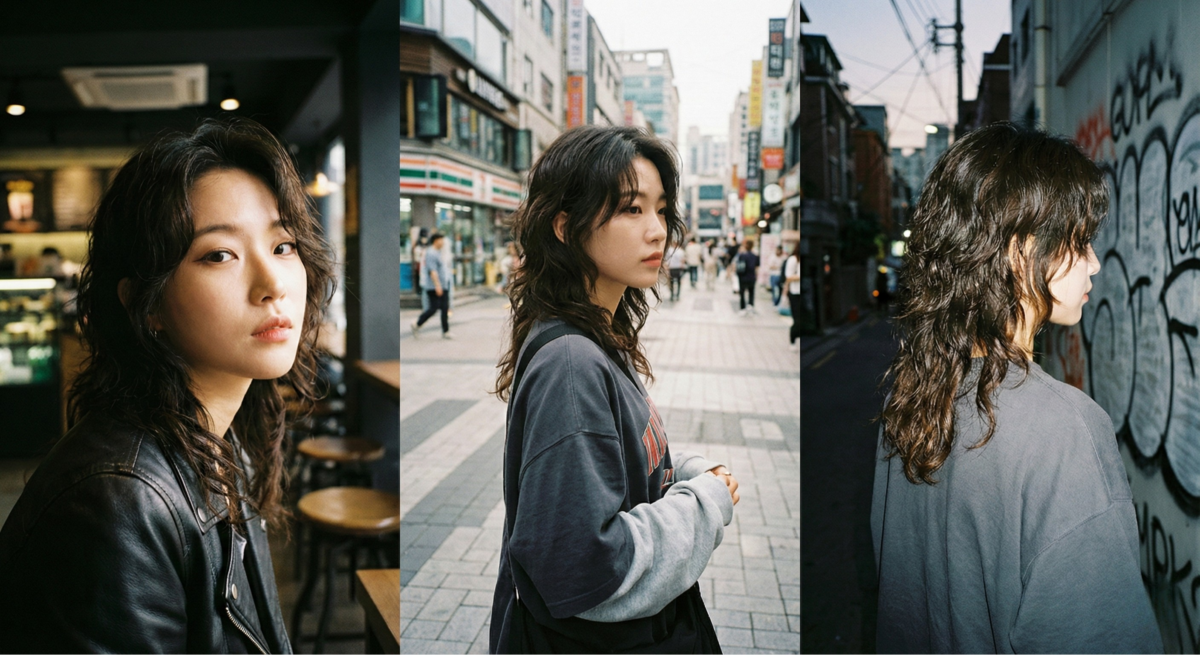 細軟髮救星「微捲帥感狼尾」利用微燙捲度解決扁塌困擾,瞬間提升蓬鬆份量感,輕鬆打造隨性帥氣的街頭風格。