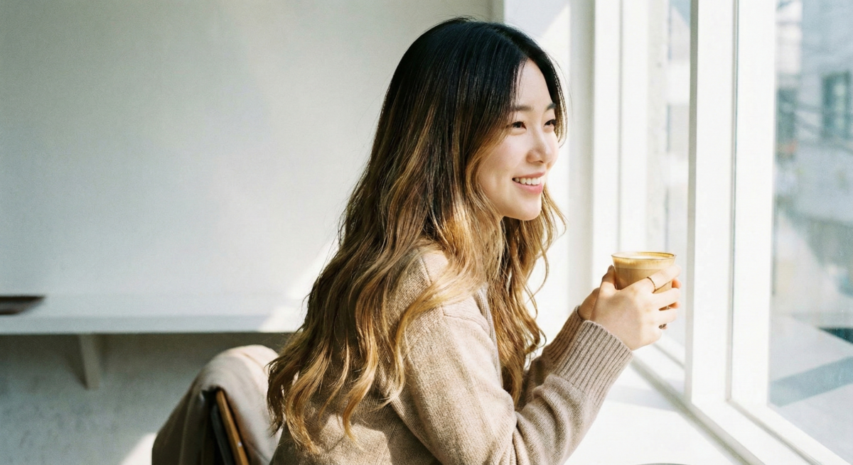 巴黎畫染(Balayage)隨性漸層,頭頂保留深色向髮尾自然漸淺,低維護且呈現慵懶自然感。