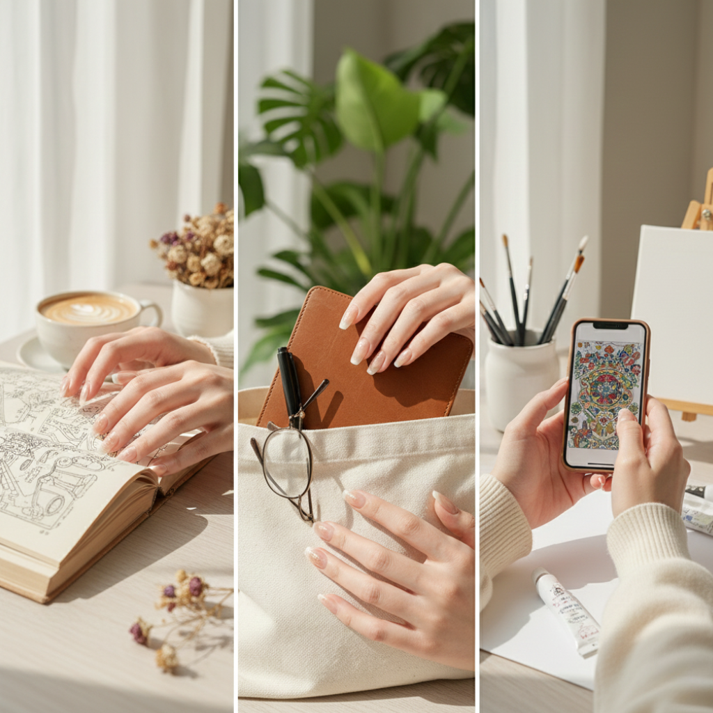 Nude色漸變Gel甲以奶茶裸色修飾手型、自然顯白，點綴金箔或細閃更添低調高級感。