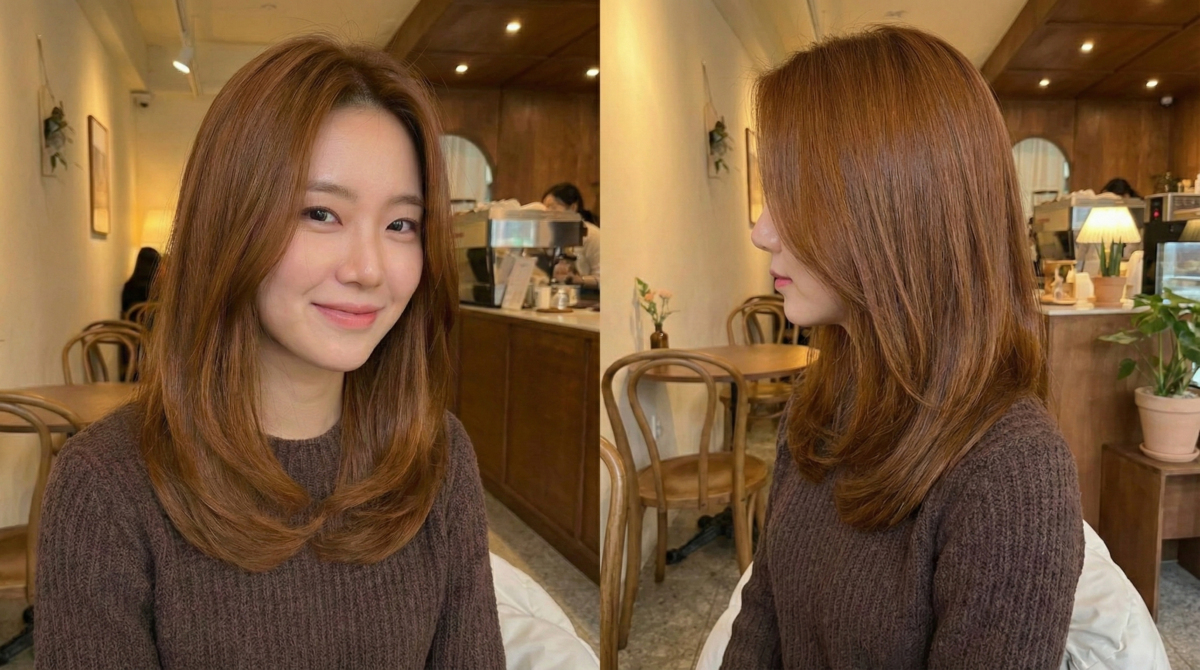 這款髮色在微金的調性下讓髮質看起來充滿健康光澤感，尤其是在燈光下，髮絲的流動感非常強。