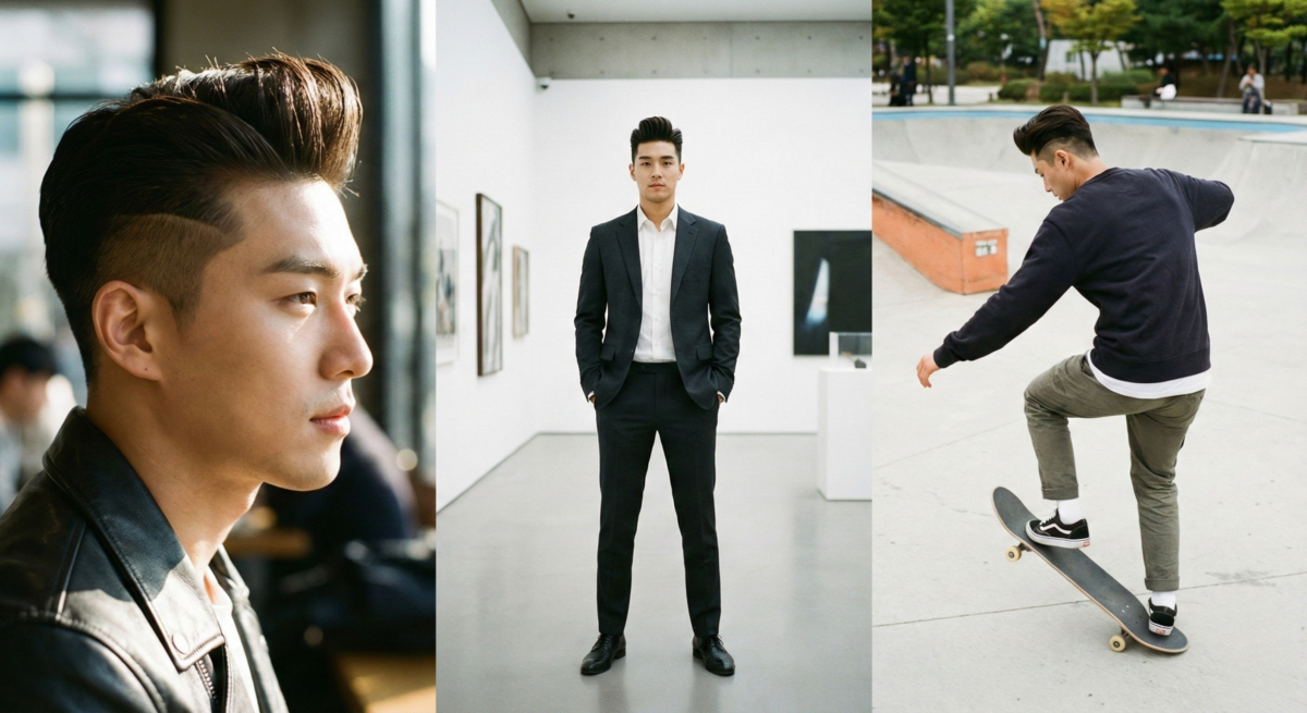 陽光型男首選的「飛機頭」透過頂部向上髮流有效拉長臉型與視覺身高,剪裁得宜只需順吹即可維持蓬鬆俐落的精神感。