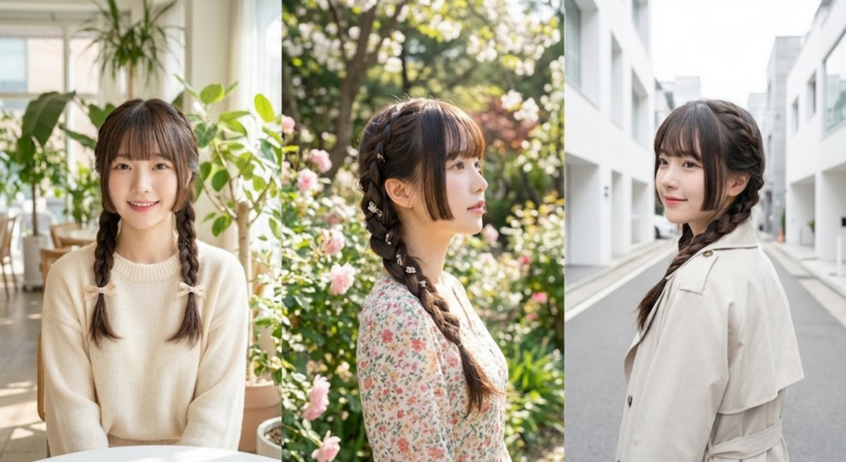 公主切搭配鬢辮，既帥氣又溫柔，增添層次感並修飾臉型，適合短髮或中長髮女生展現精緻仙氣。