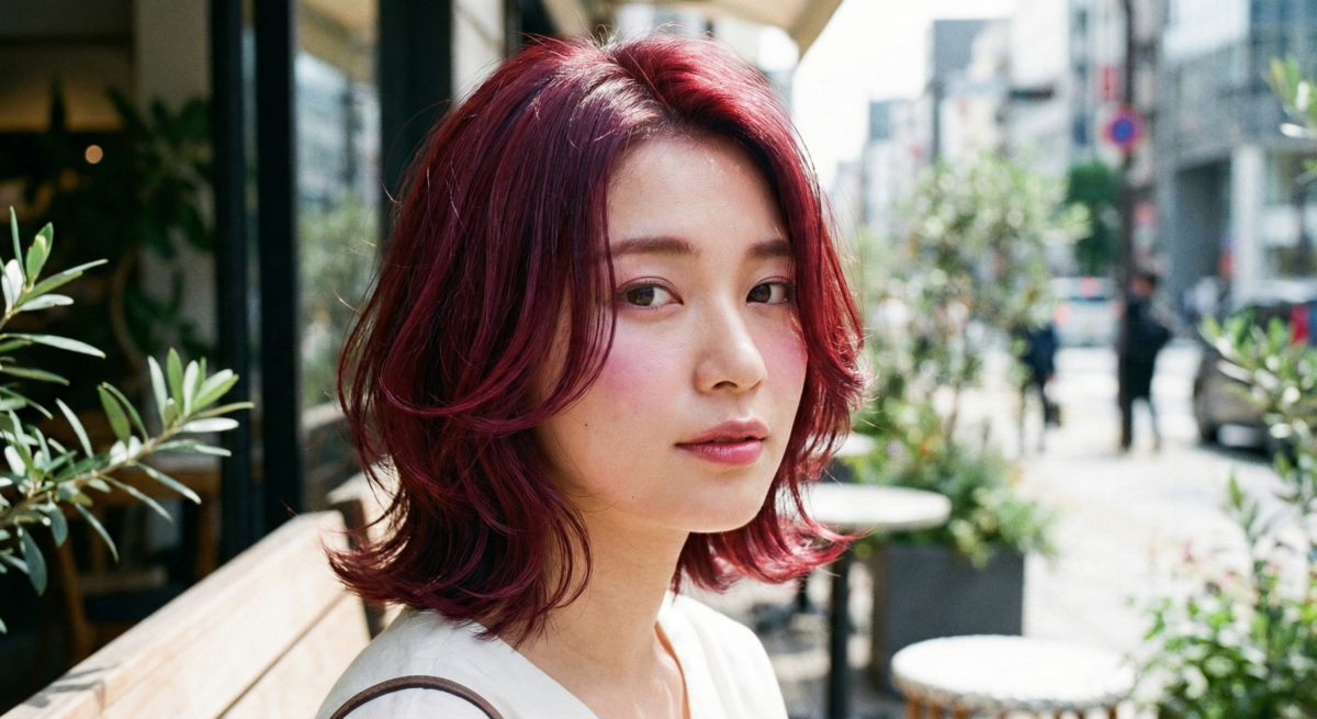 莓果紅結合了紫色與紅色的優點，是近期日本女生用來展現「自我風格」的首選色，非常具有現代感。