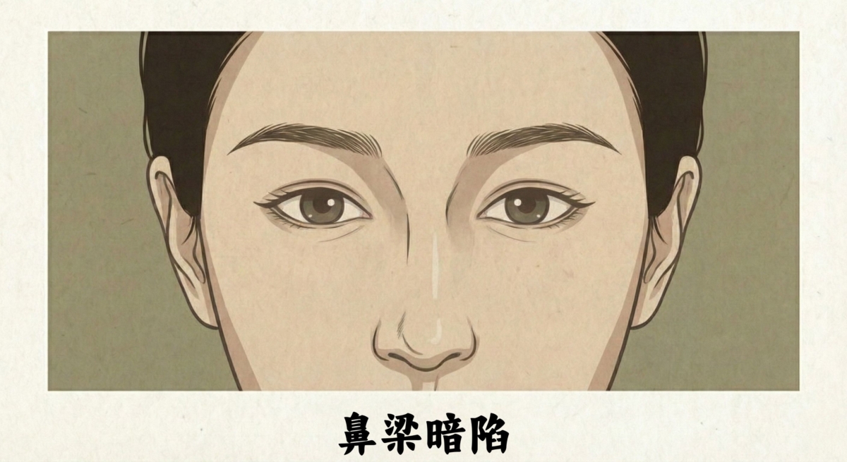 若鼻樑氣色暗啞且低陷，她表面性格可能活潑直接，甚至假裝天真來降低他人戒心，其實內裡極為陰濕。