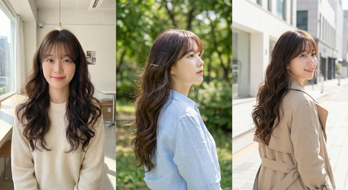 雲朵捲長髮配法式瀏海，輕盈蓬鬆打造浪漫慵懶感與迷人瓜子臉。