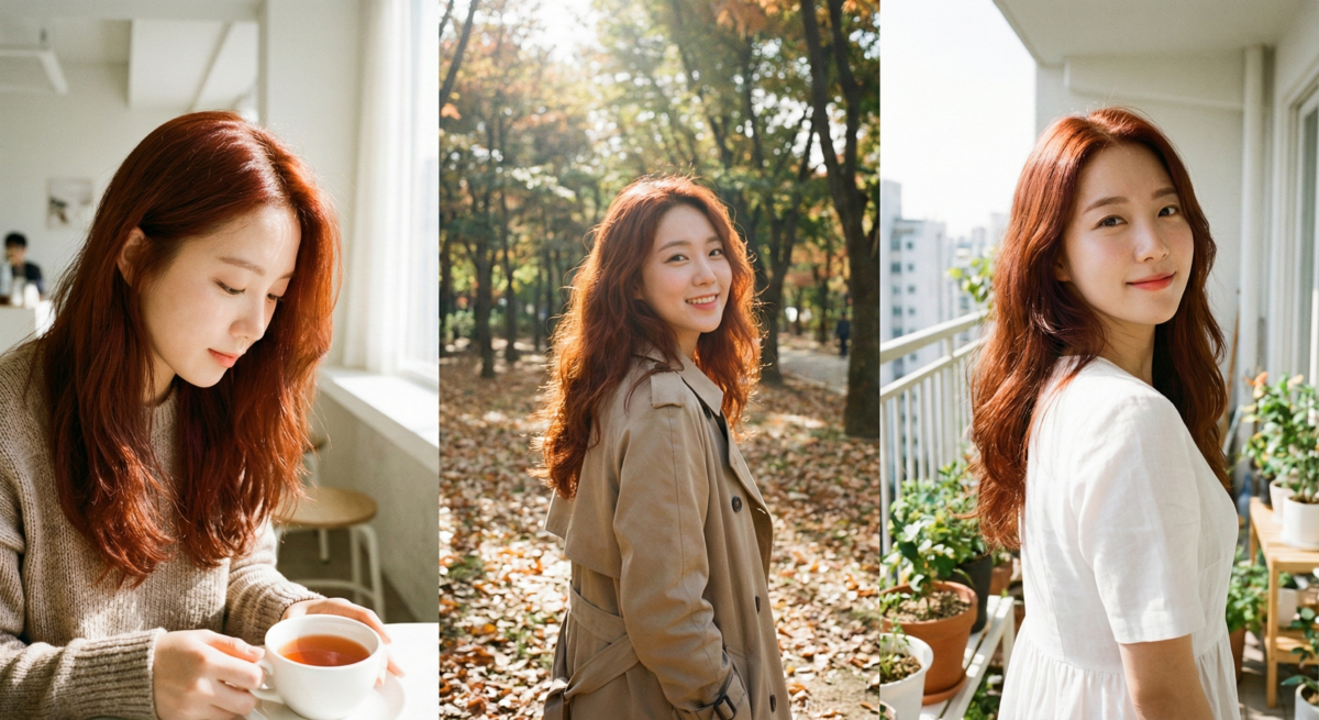 楓葉紅棕以紅棕暖調提亮偏黃暗沉膚色，層次豐富又顯氣色，散發成熟知性與高雅氣場，是鮮明有精神感的暖色首選。