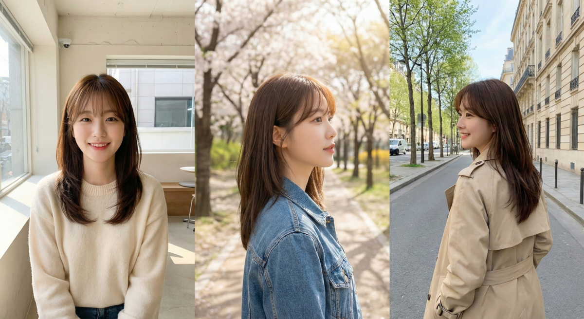 直髮加細緻層次配法式瀏海，俐落柔和兼具小臉感與高級耐看造型。