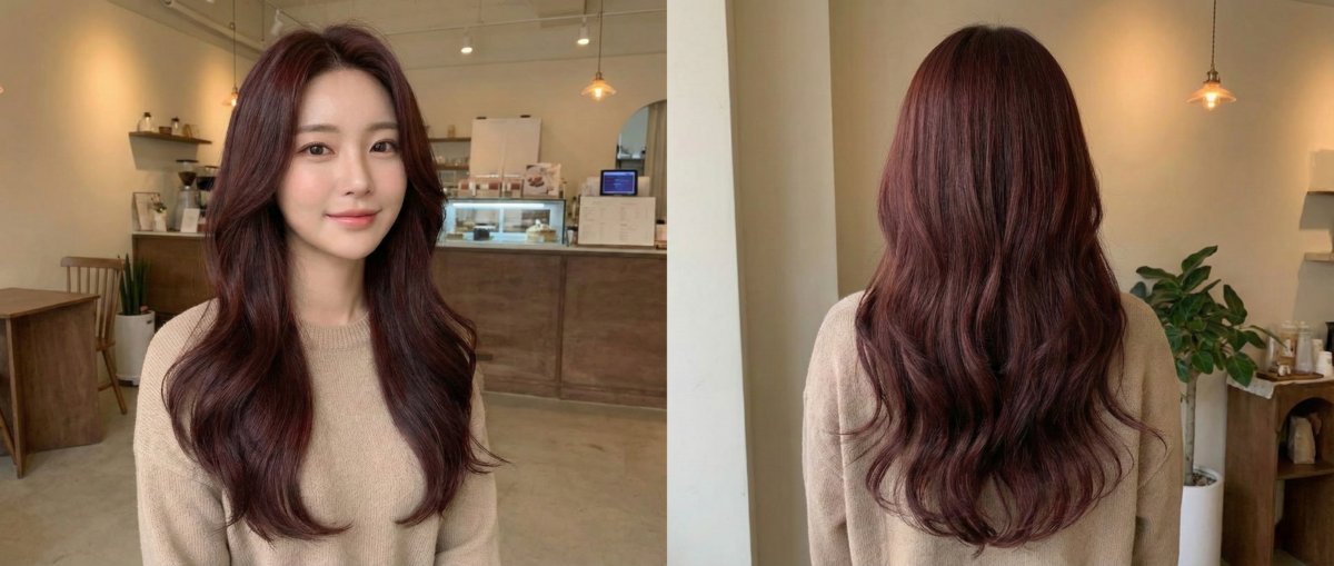 這款髮色表現出沉穩的咖啡色基底中帶入微醺酒紅。