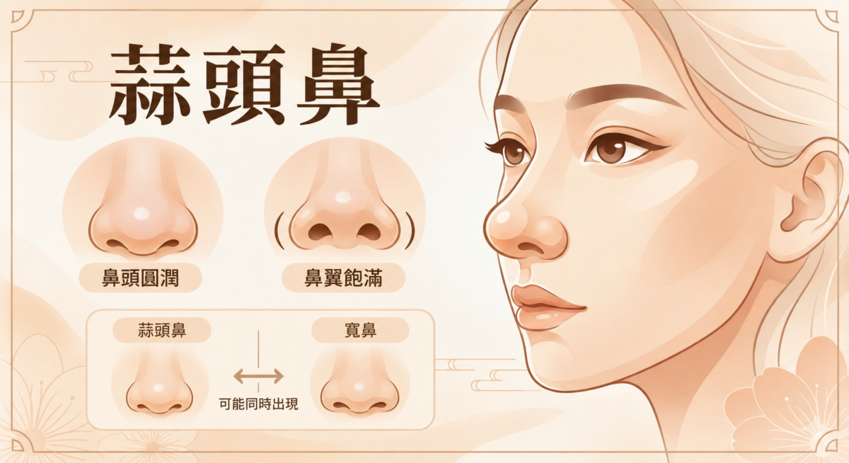 蒜頭鼻特徵是鼻頭圓潤、鼻翼飽滿,相關財運解讀只屬傳統面相說法。