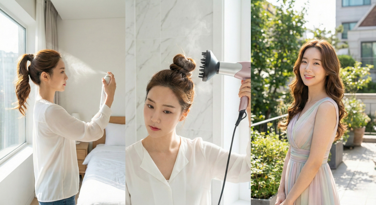 優雅木馬捲透過高馬尾扭轉定型,打造正式場合適用的自然垂墜捲度。