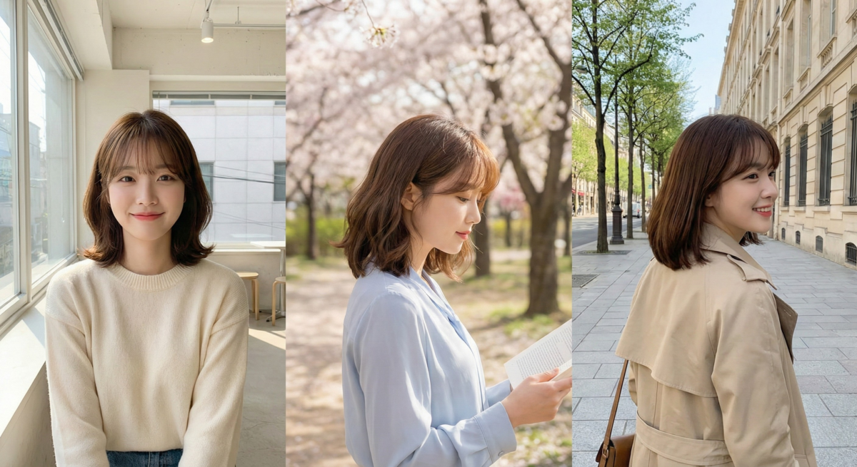 中長鮑伯配法式瀏海，俐落柔美兼具，集中視線修飾臉型，簡單整理即可展現精緻時髦感。