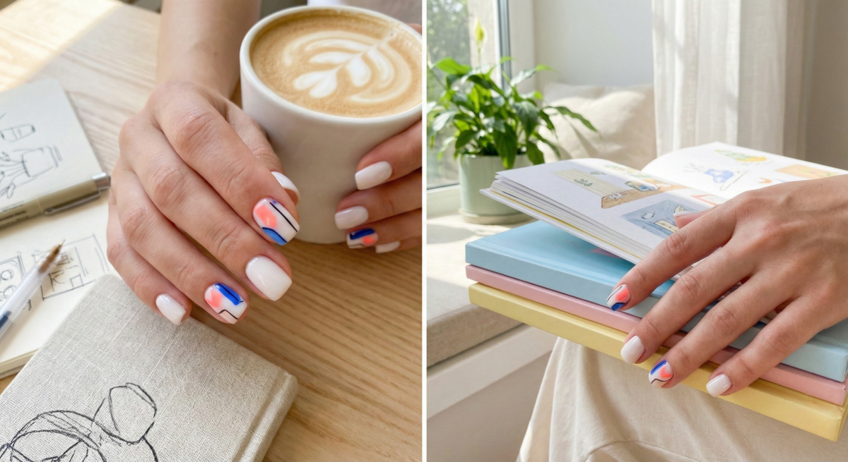 「亮彩混搭」以柔和白底襯托高飽和馬卡龍色塊與幾何線條，兼具乾淨質感與玩味樂趣，是展現活潑時尚的度假首選。