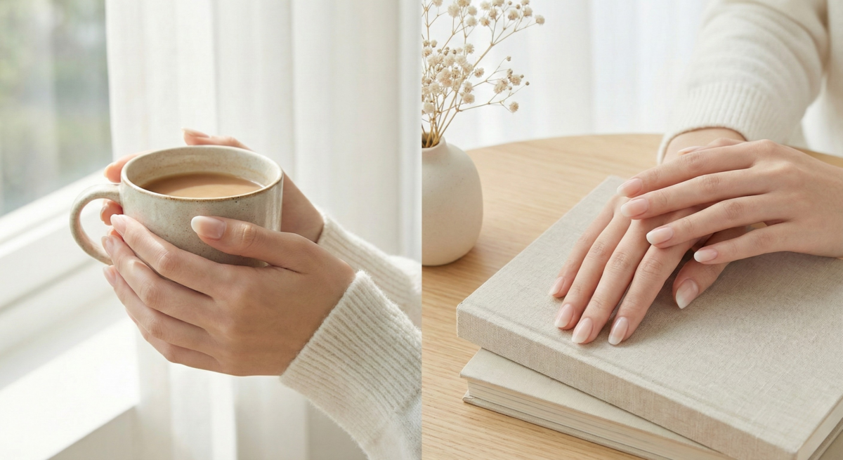 乳白色漸層法式指甲以透白底色營造乾淨溫暖的漸層感,能自然拉長手部線條,風格清新簡約且耐看好打理,是氣質懶人的首選。