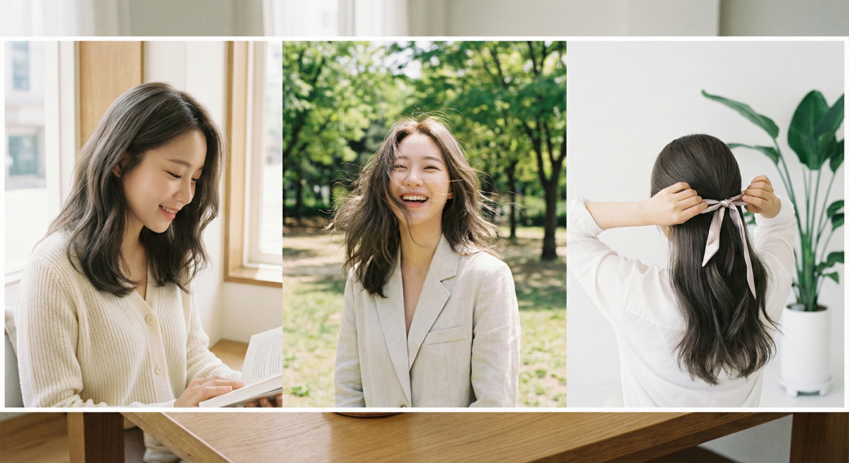 冷棕色髮色低調內斂，自然修飾黃皮，提升五官立體感與小臉效果。