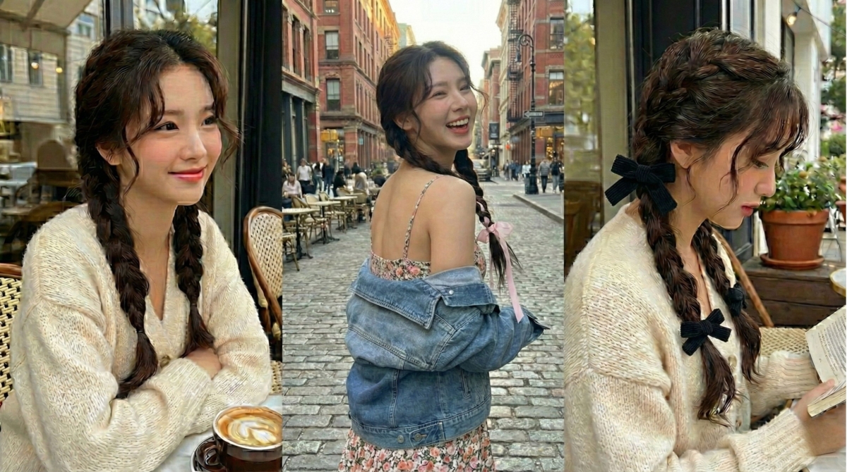 在編髮時加入緞帶或搭配蝴蝶結、髮帶等垂墜飾品,能讓整體造型更有層次與亮點。