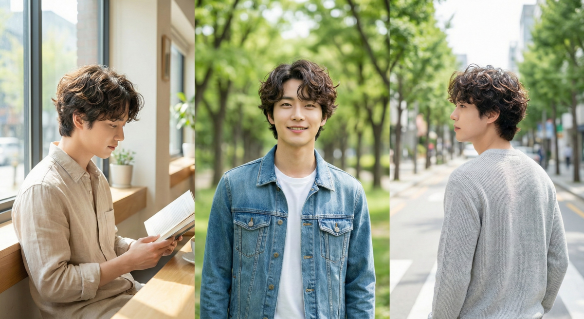 萊斯利捲以自然立體捲度融合韓日元素，適合硬直髮亞洲男生打造豐厚層次感。