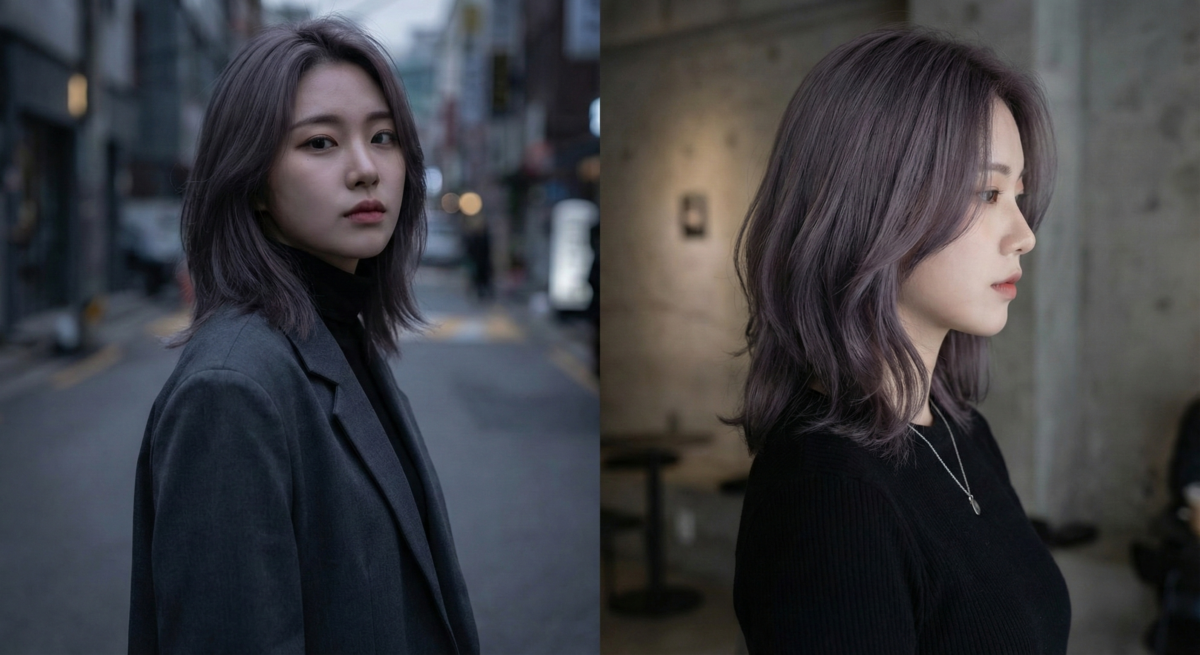 它削弱了純紫色的高調,讓整體造型在高冷中具備個性,且褪色後表現依然自然。