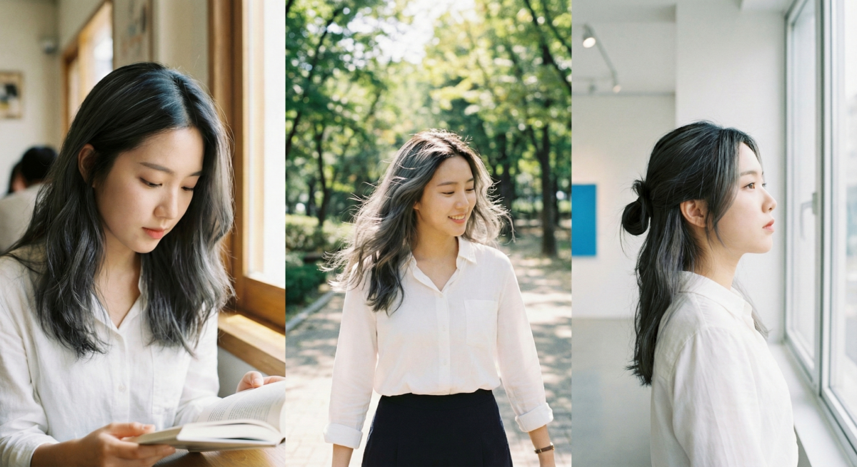 遮白髮首選霧灰色挑染，自然融入白髮，增添髮型層次與高級冷感，低調又時髦。