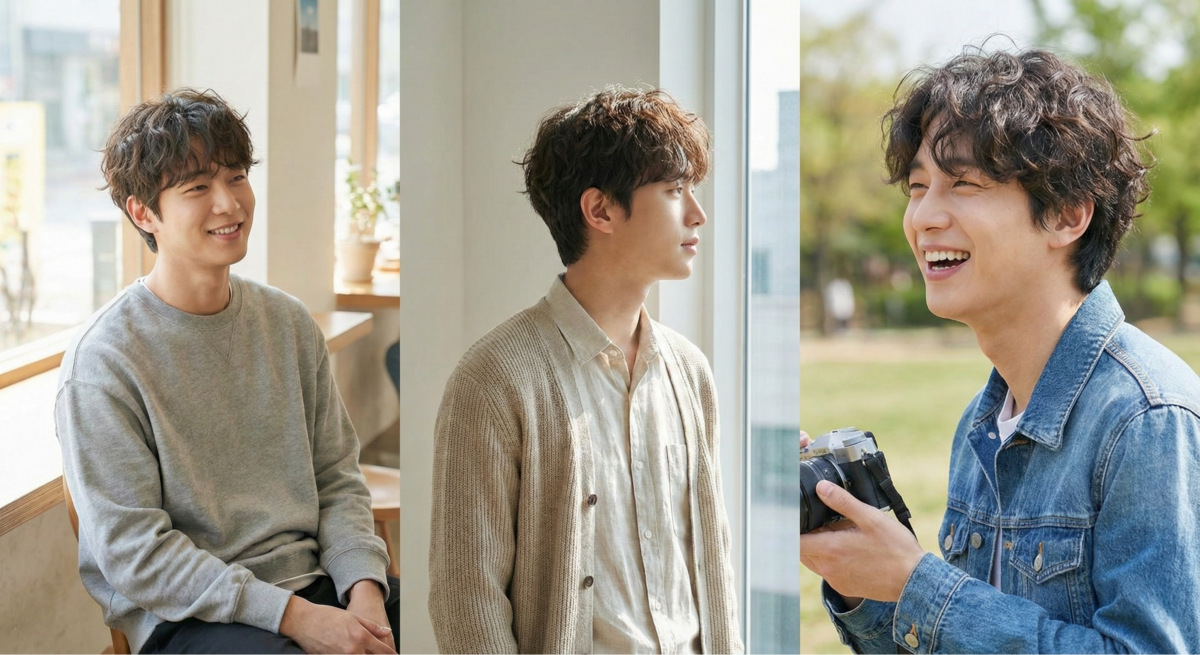 韓系慵懶捲髮以自然凌亂捲度增加蓬鬆感與立體感,是細軟髮與懶人男生的隨性帥氣短髮首選。