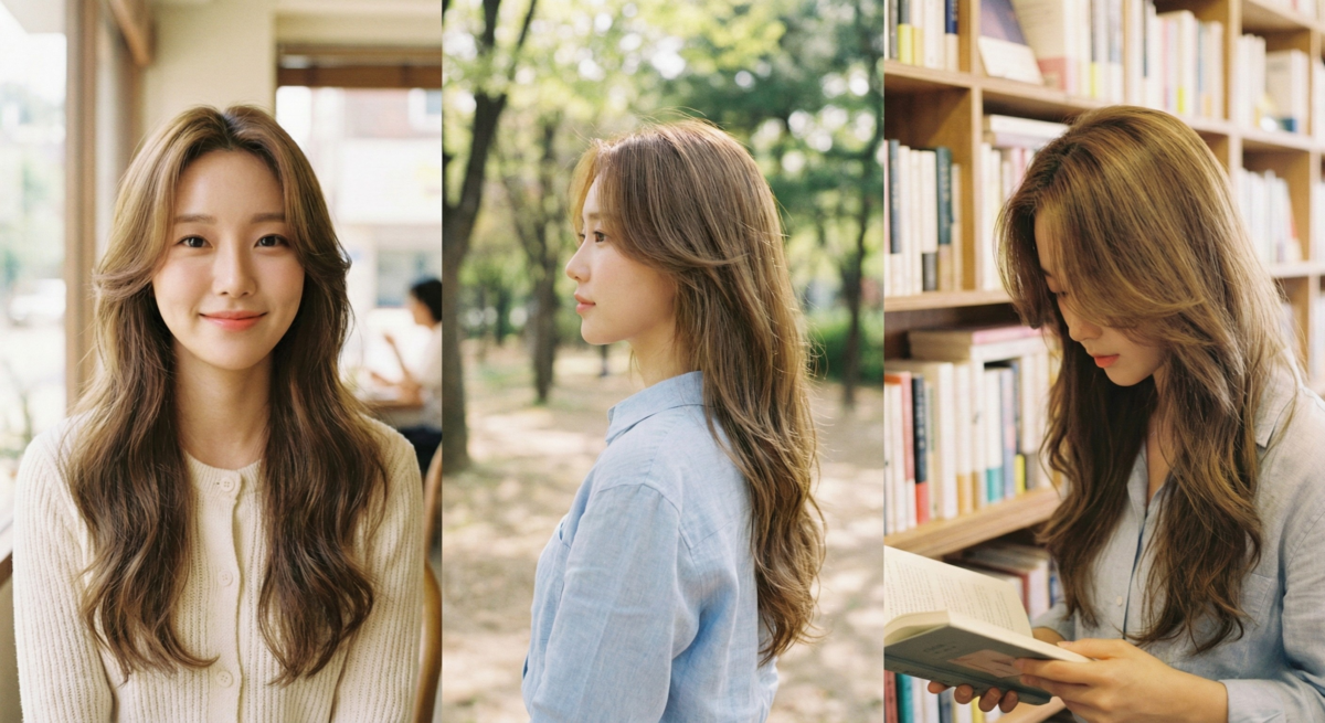 長髮公主切以極高的長度彈性修飾長臉與高顴骨，搭配層次微捲擺脫厚重感，展現輕盈浪漫的優雅氣質。