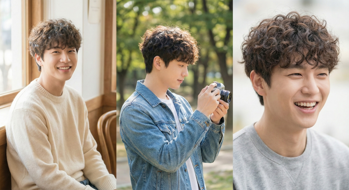 羊毛捲以密集柔軟捲度增加蓬鬆感與活潑減齡效果,是細軟髮或想俏皮文青感男生的短髮首選。