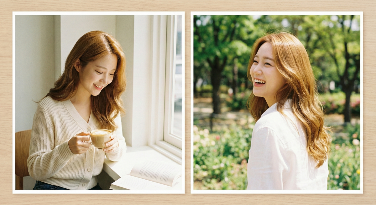 焦糖奶茶色免漂顯白髮色，自然提亮膚色，散發健康光澤與溫柔氣質，輕鬆駕馭各種造型。