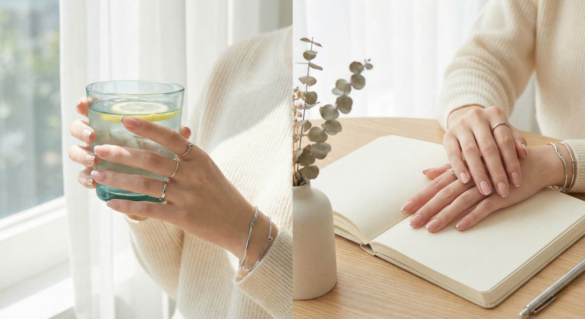 時尚銀色線條法式甲以簡約銀線點綴透明底色,展現低調精緻與時尚酷感,是融合優雅與個性的高級感美甲。