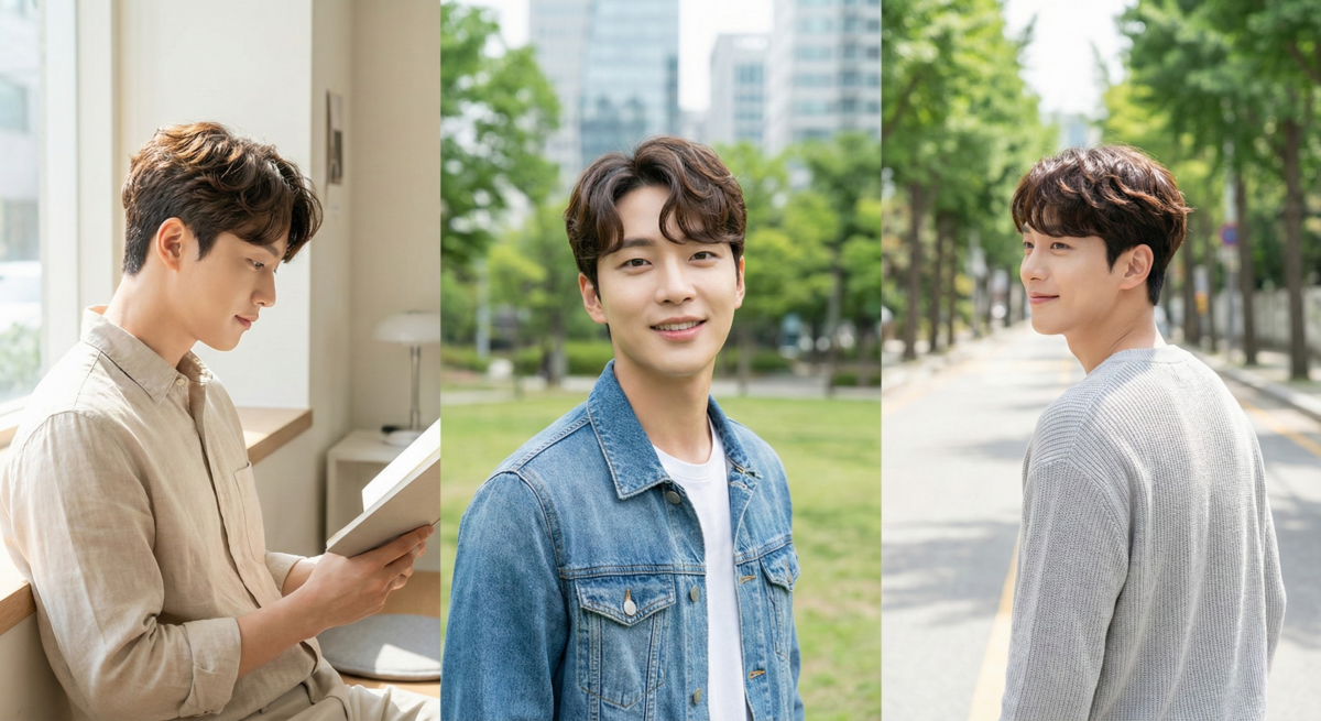 逗號瀏海燙以前額逗號弧度打造時尚個性造型，修飾臉型，適合年輕男性。