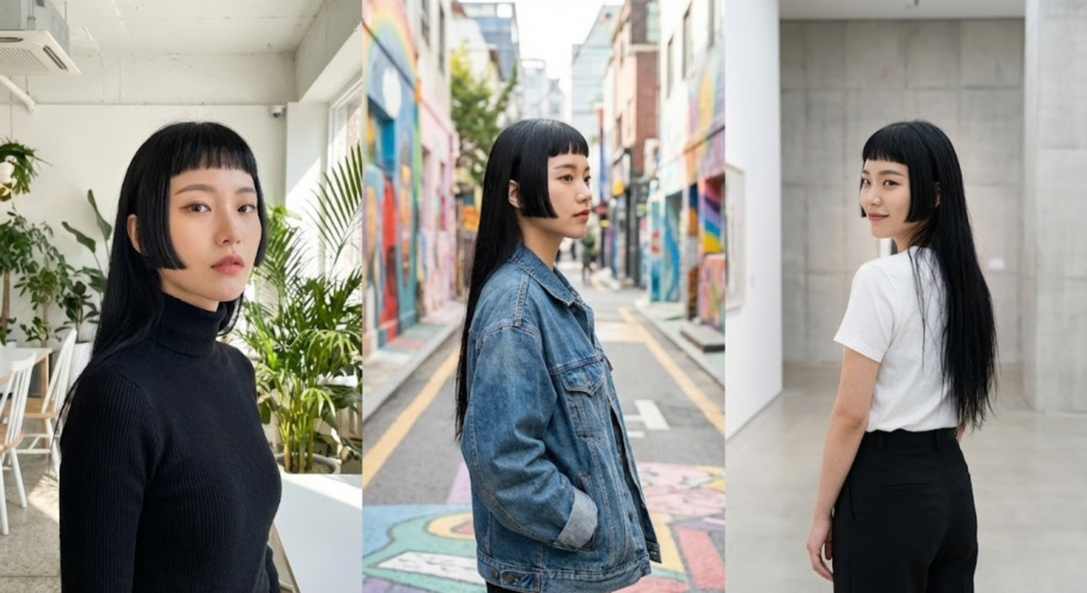 公主切搭配眉上瀏海長髮，前衛個性又時尚，眉眼區立體、臉型修飾效果佳。