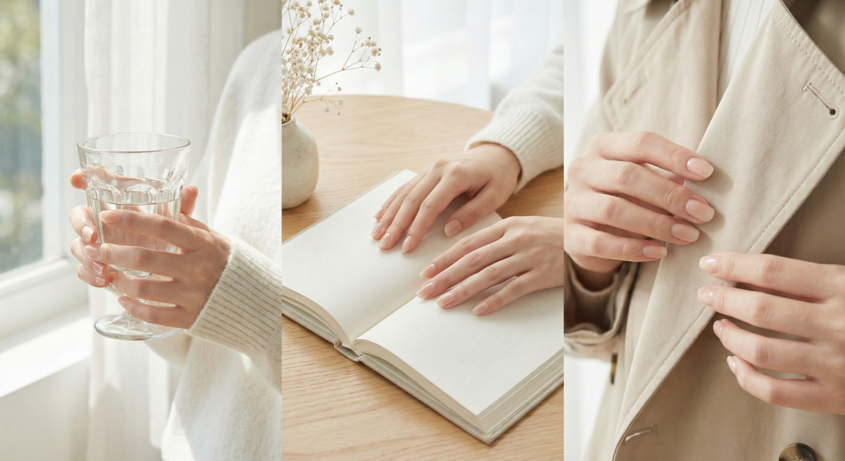 經典法式漸層美甲以米白或淺粉底色自然漸變,清透耐看且優雅百搭,是完美駕馭日常與正式場合的氣質首選。