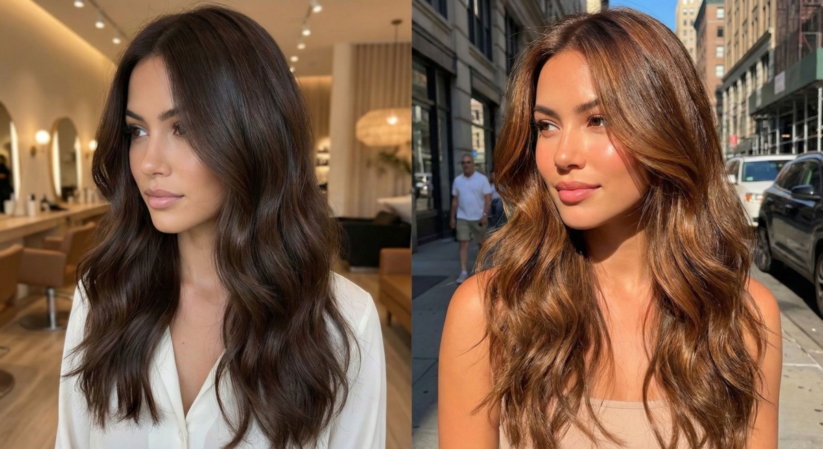 這款栗子蜜棕是 2026 染髮趨勢中顯白效果非常明顯的首選，特別適合暖膚色與中性偏暖的族群。