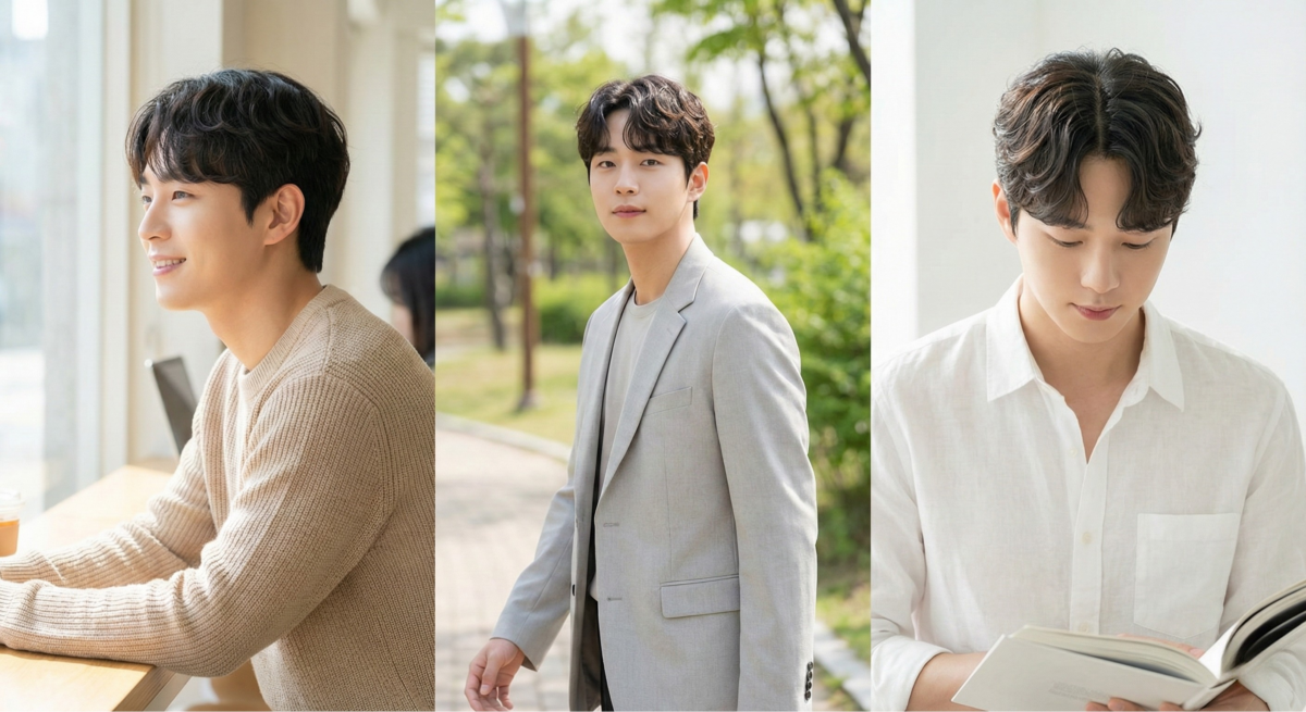 中分微鬈短髮以自然S型捲度增加蓬鬆感與氣質文青感,是細軟髮或扁塌髮型男的百搭男神短髮選擇。