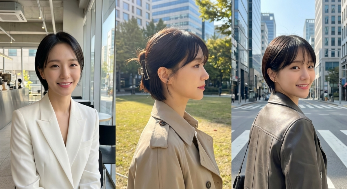 俐落感短髮線條乾淨，簡單梳整即可展現自信時尚的韓劇女主風。