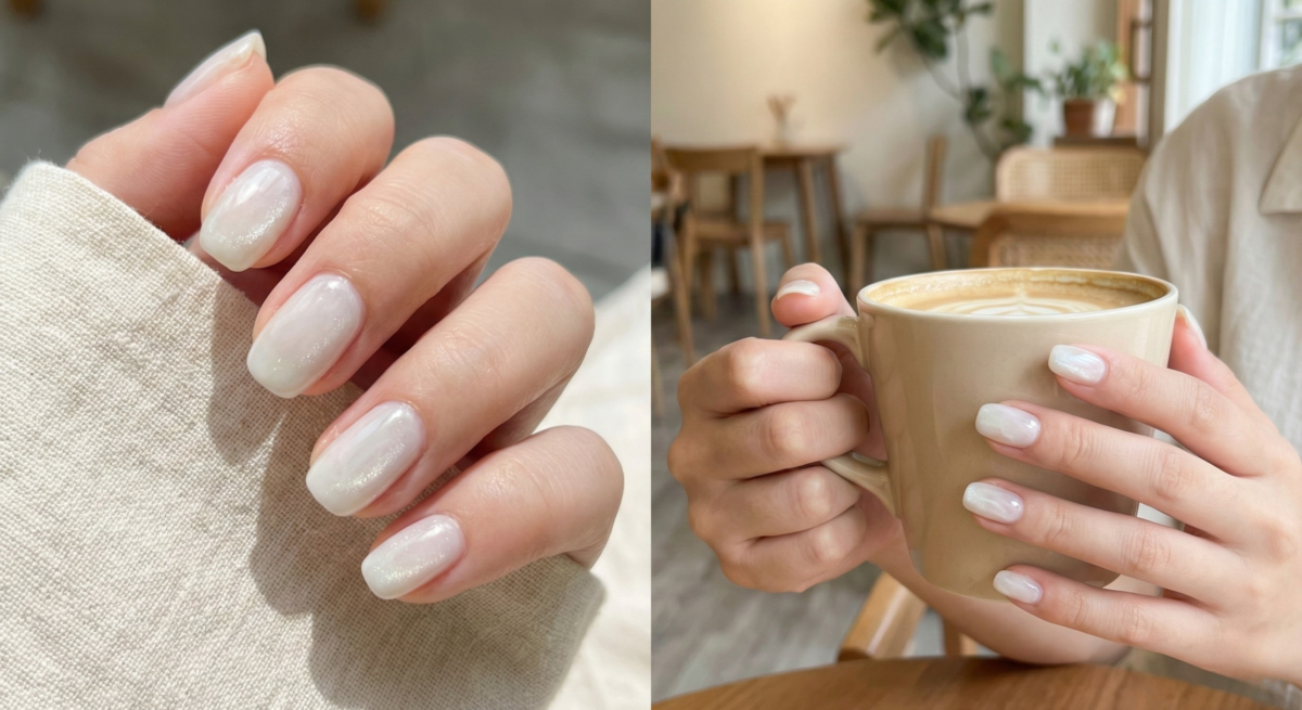 「氣質玉石白」以冰透微灰調呈現溫潤通透的玉石質感，極簡卻自帶高級仙氣，是追求低調質感的首選。