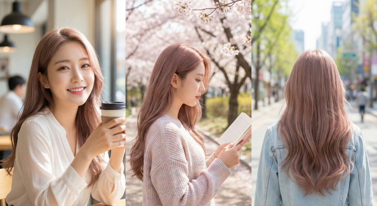 亞麻粉棕是一款帶粉紅光暈的亞麻棕色髮色，柔和霧感親膚，即使暖黃肌也能駕馭，營造甜美自然的少女感，低調又耐看。