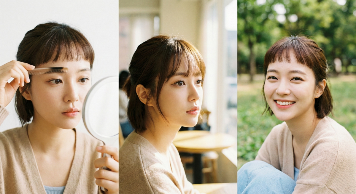 剪至眉上的瀏海能將視覺焦點集中於五官，特別適合高額頭或高顴骨者，展現獨特個性與造型感。