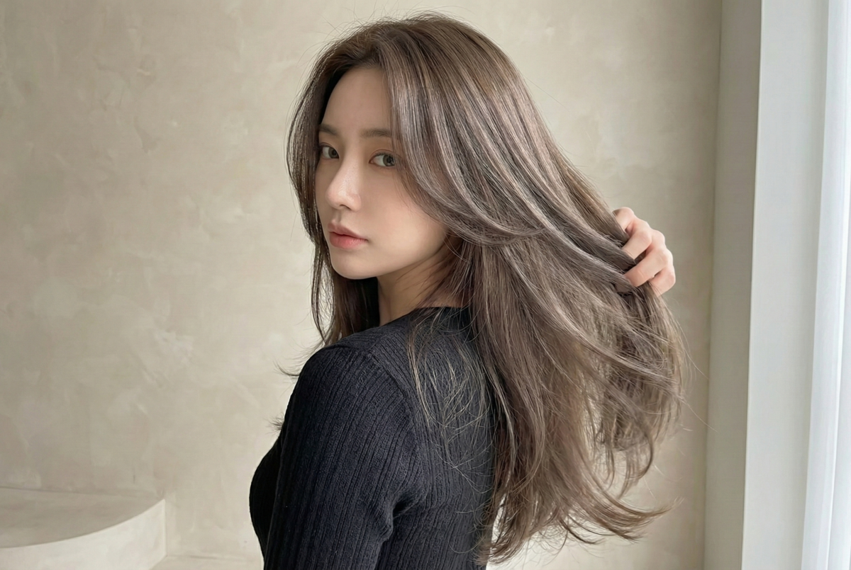 這款髮色延續了摩卡慕斯的基底,以極具通透與透明感的視覺效果著稱,能讓髮絲呈現出一種霧面、輕盈的高級感。