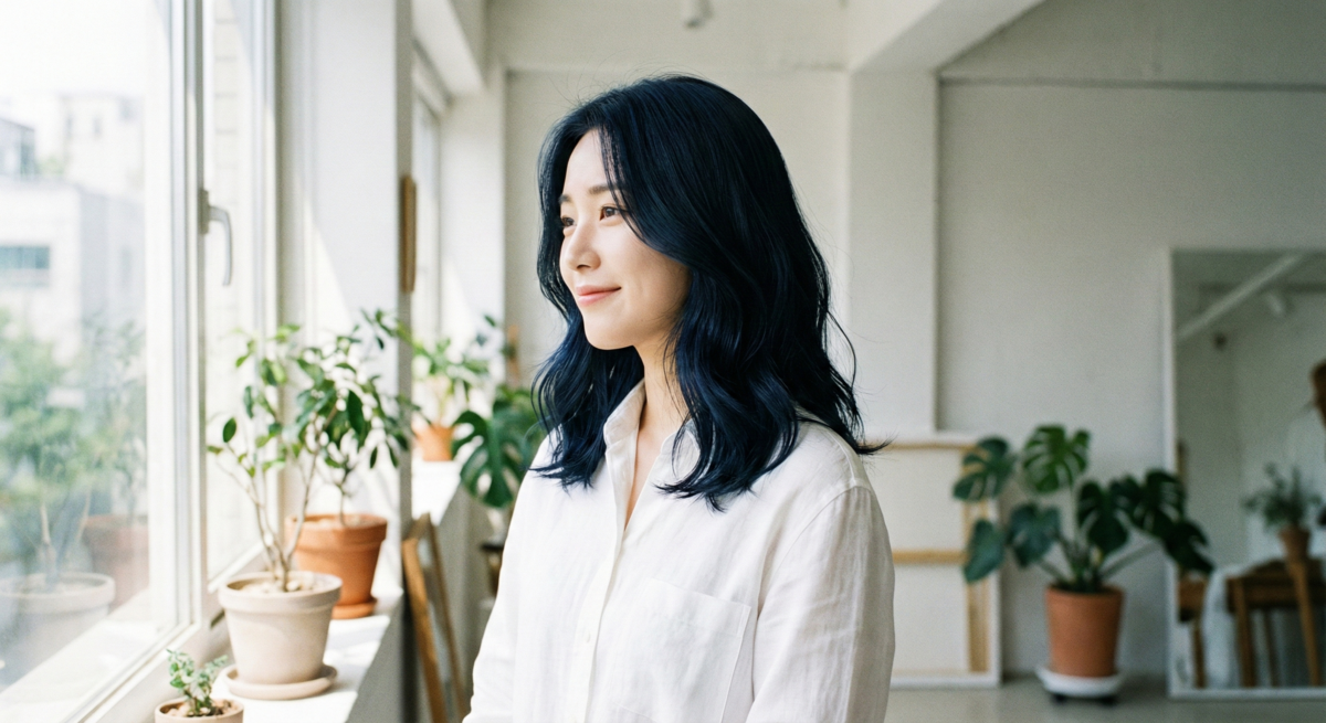 星空藍黑色神祕冷豔,深色基底帶微藍光澤,不挑膚色,冷色調風格。