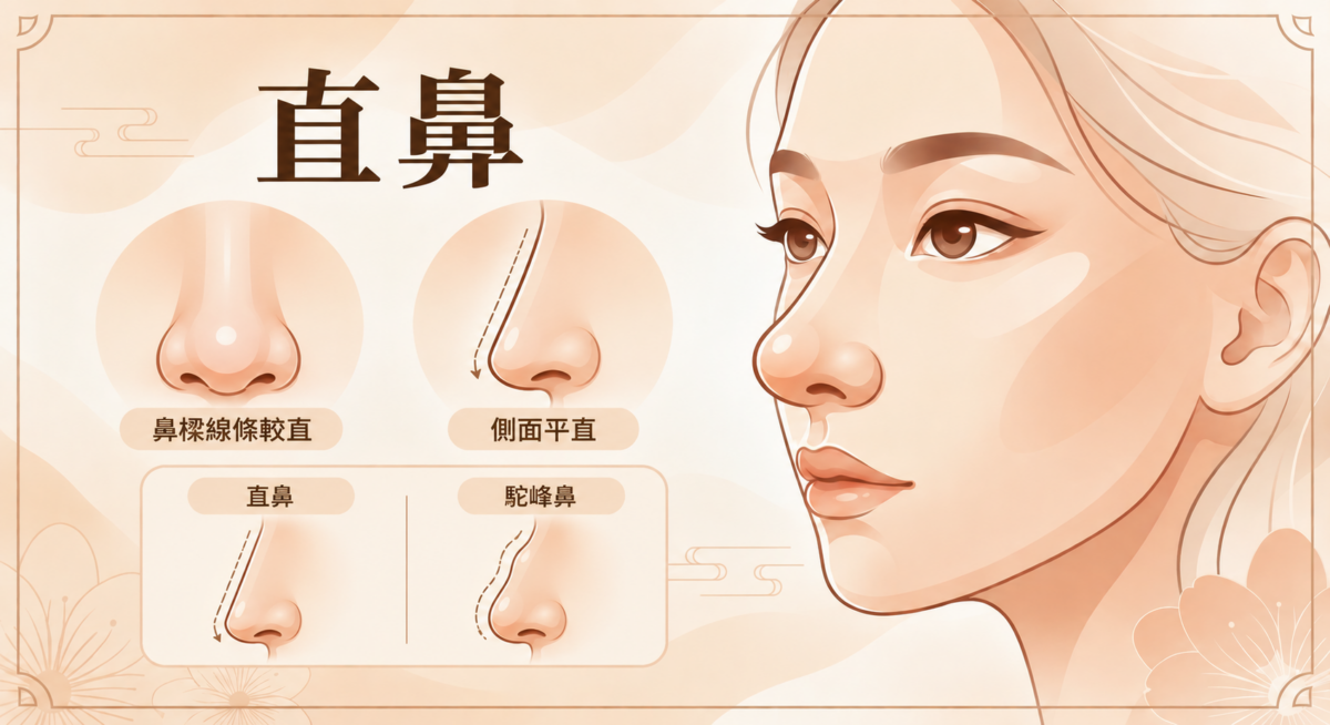 直鼻特徵是鼻樑線條較平直、沒有明顯凹凸,但不代表鼻樑一定較高。