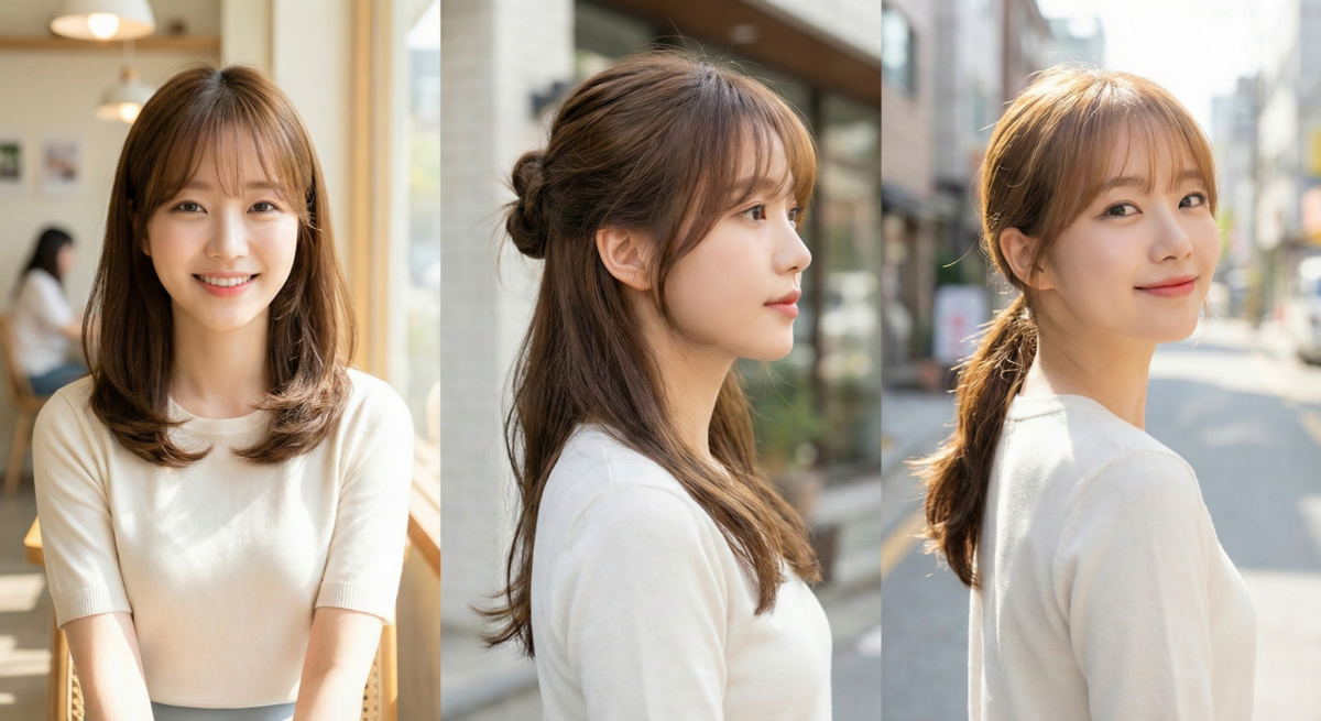 鎖骨長度微內彎C字弧度配法式薄劉海，輕盈百搭、顯小臉又自然時尚。