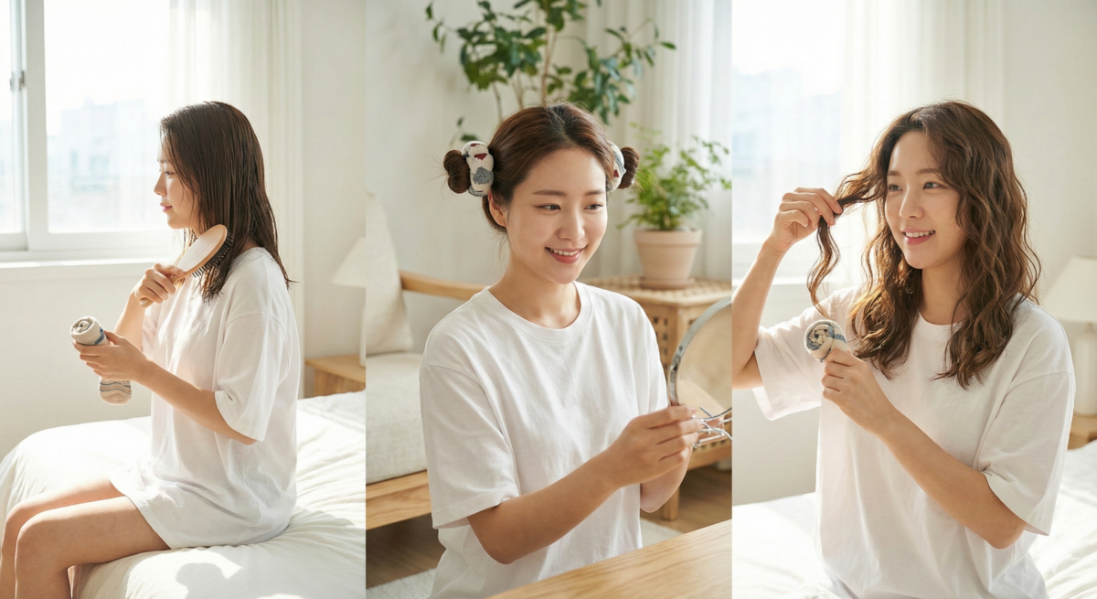 用長襪就能簡單DIY慵懶波浪或丸子捲,零成本、不傷髮質,睡一覺就有自然捲度。